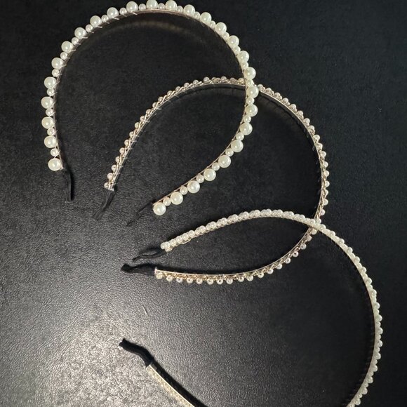 Set of 3 Faux Pearl and gold Beaded Hair Hoop - 358 - Picture 4 of 6